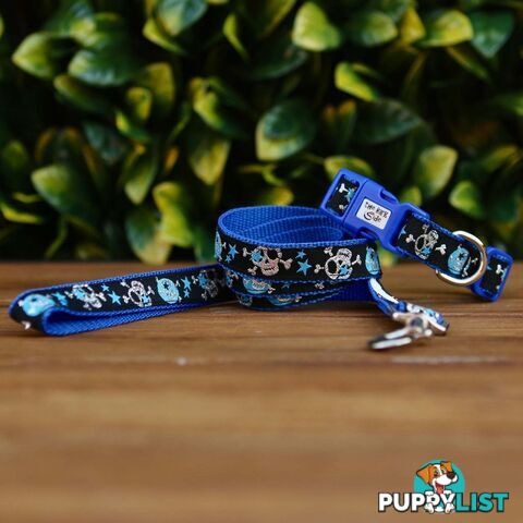 Skulls & Stars Dog Collar - Hand Made by The Bark Side - TBSSKUSMLPNK