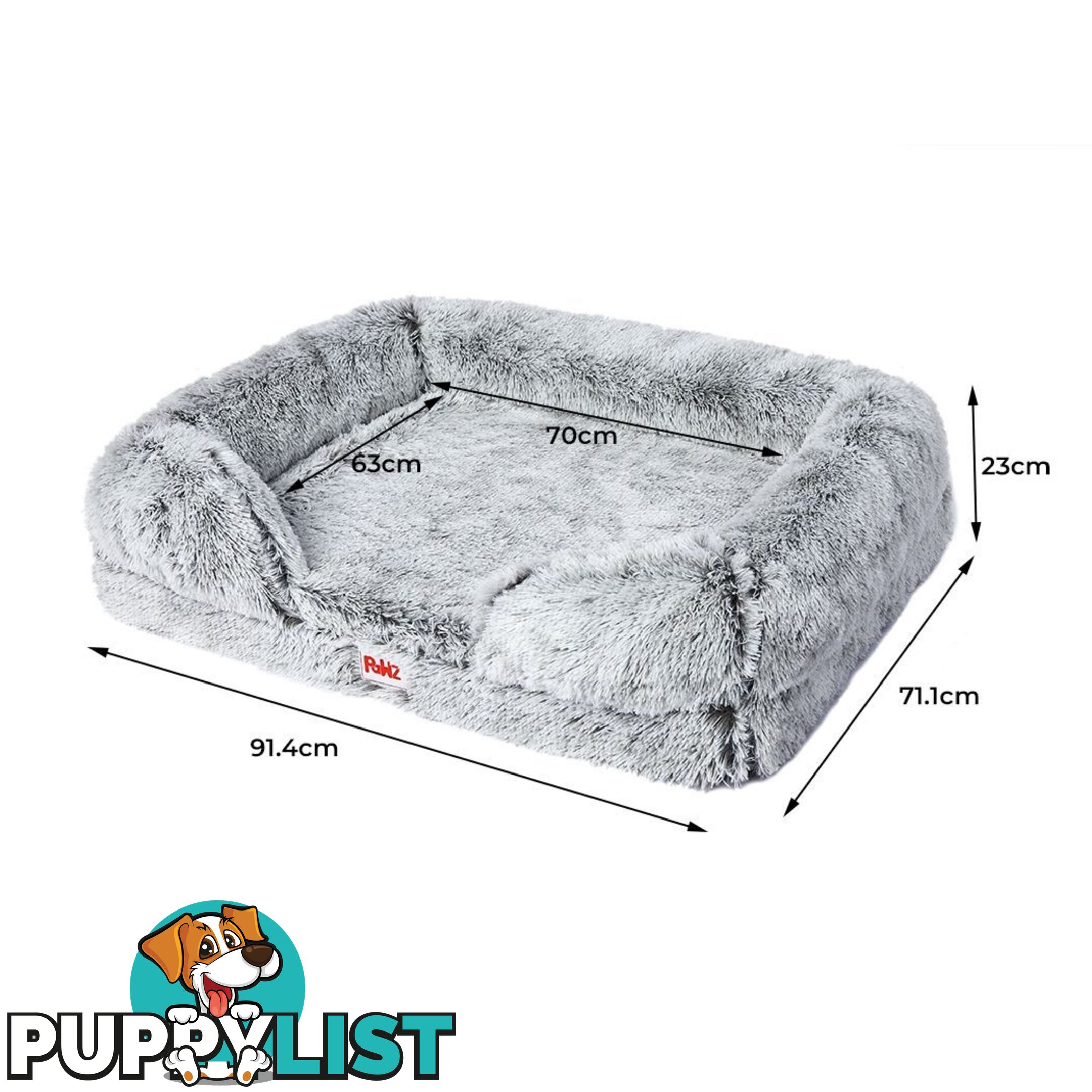 PaWz Pet Bed Orthopedic Sofa Dog Beds Bedding Soft Warm Mat Mattress Cushion - WB-PT1048-L-GY