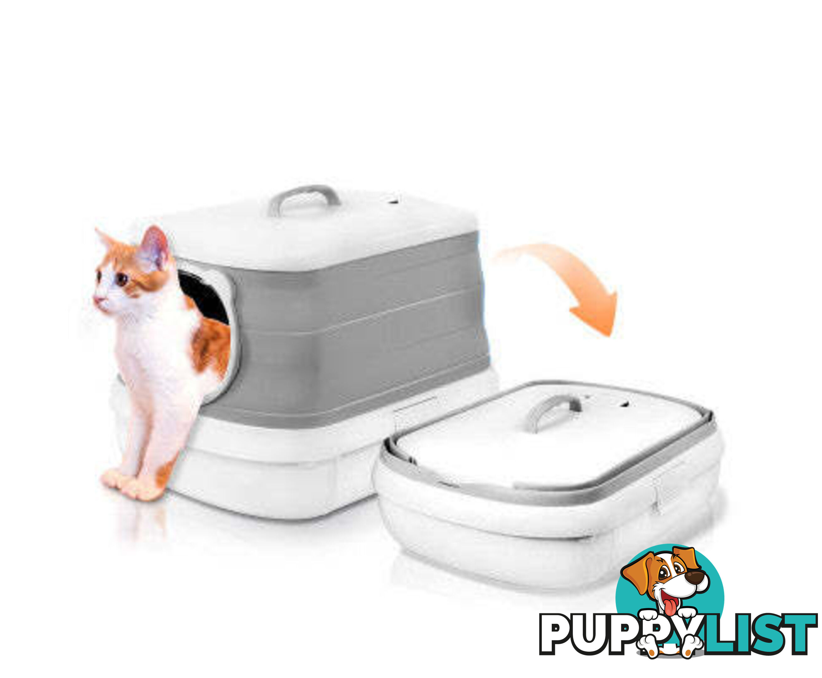 Large Foldable Plastic Cat Litter Box - Easy Cleaning - V488-PCFCB-BU