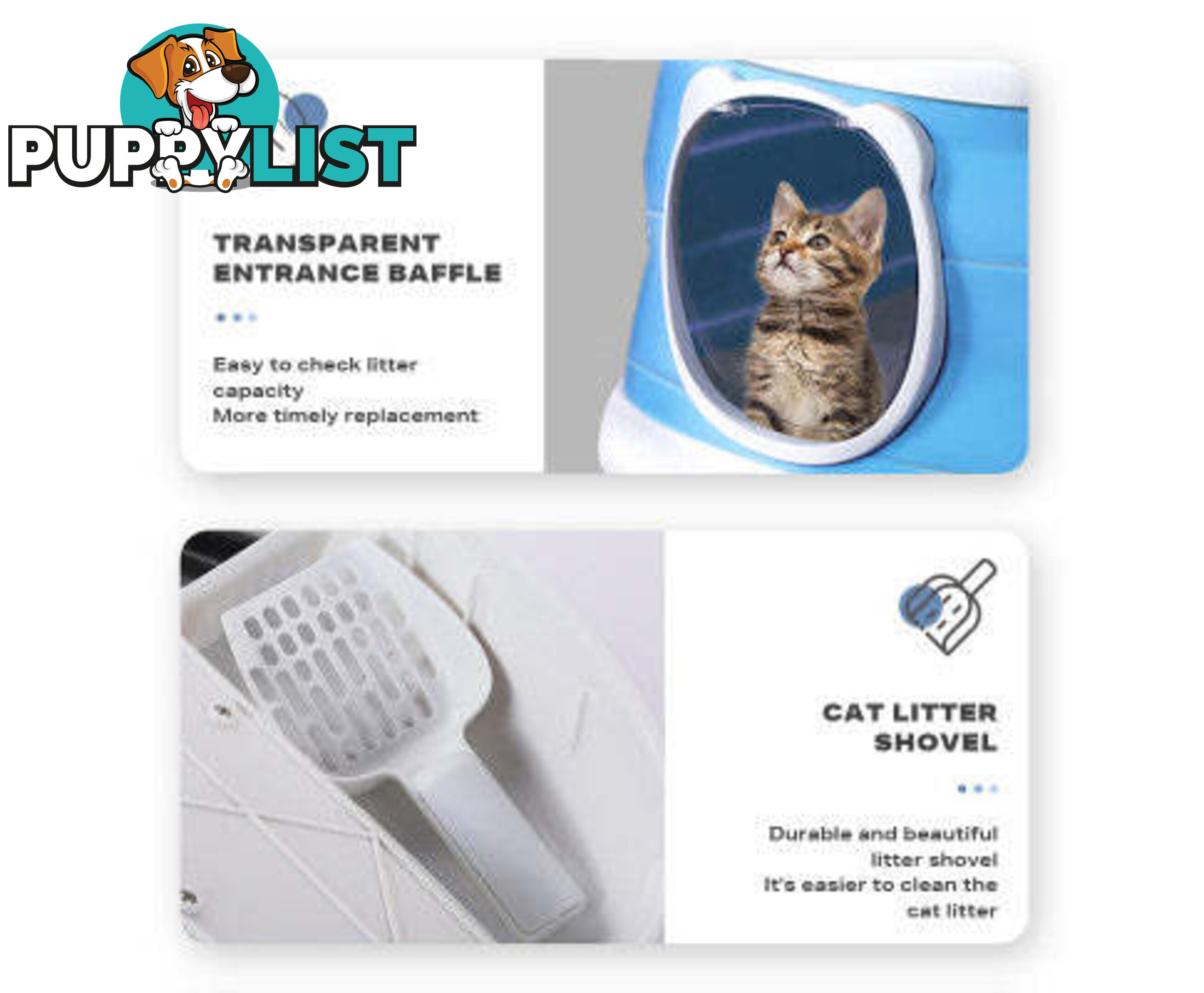 Large Foldable Plastic Cat Litter Box - Easy Cleaning - V488-PCFCB-BU