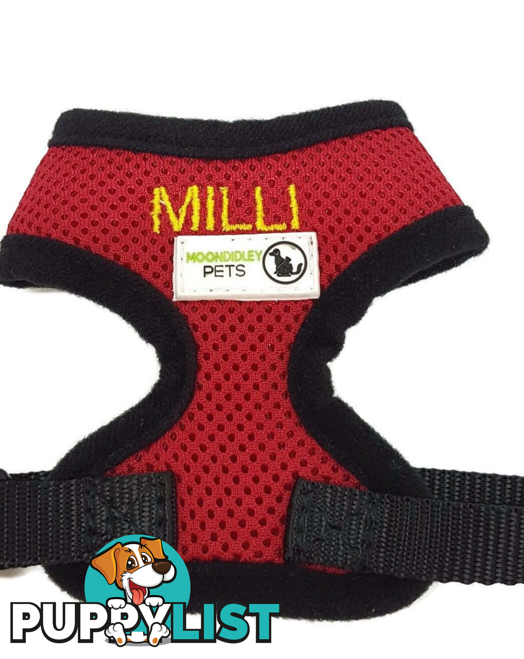 Doggie ID Harness Soft Air Mesh Personalised Embroidered - GC-HAR-ID-GRN-S