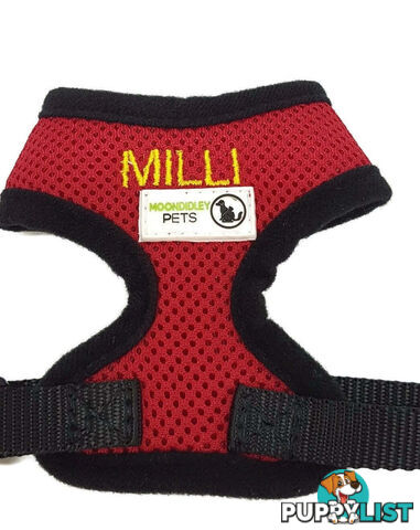 Doggie ID Harness Soft Air Mesh Personalised Embroidered - GC-HAR-ID-GRN-S