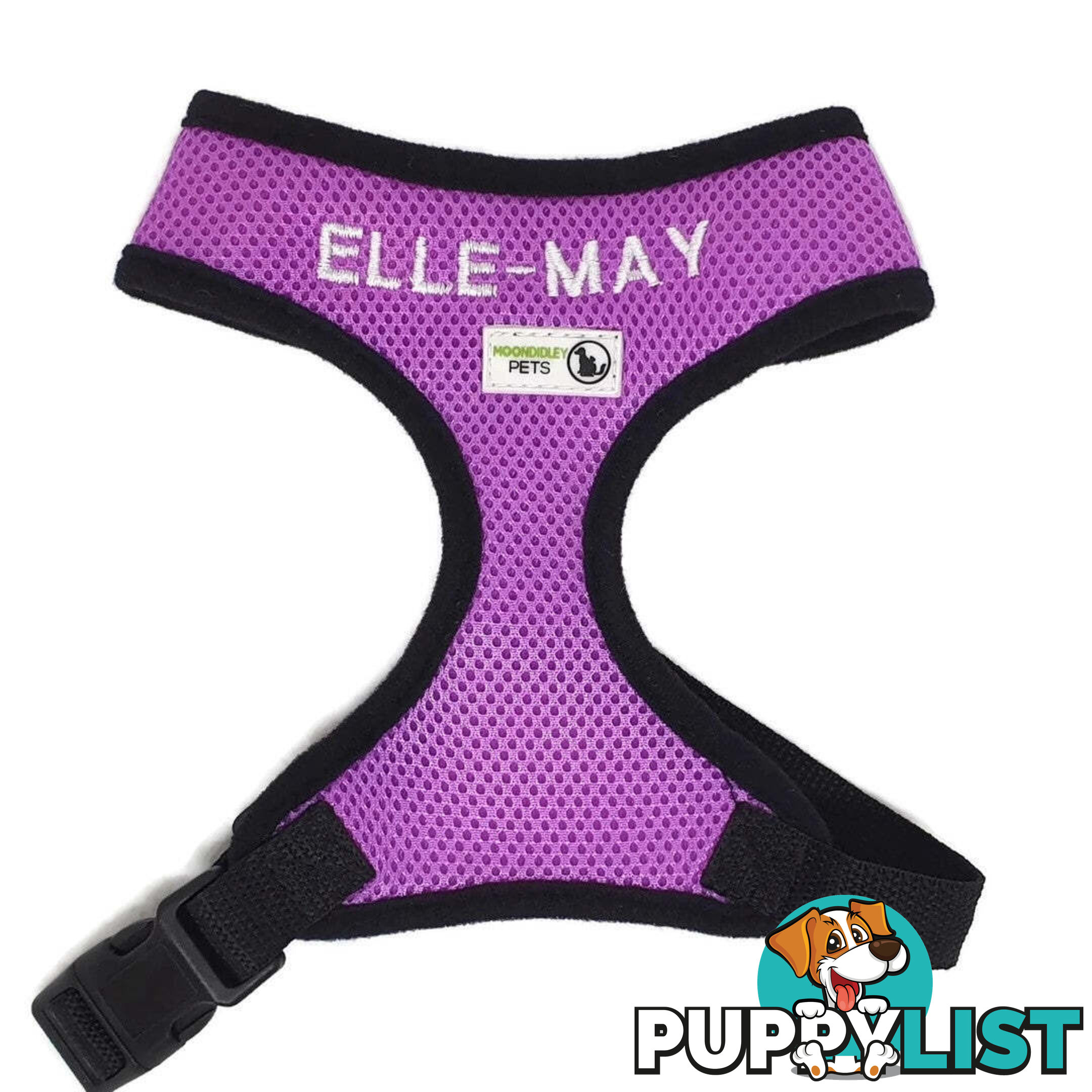 Doggie ID Harness Soft Air Mesh Personalised Embroidered - GC-HAR-ID-GRN-S