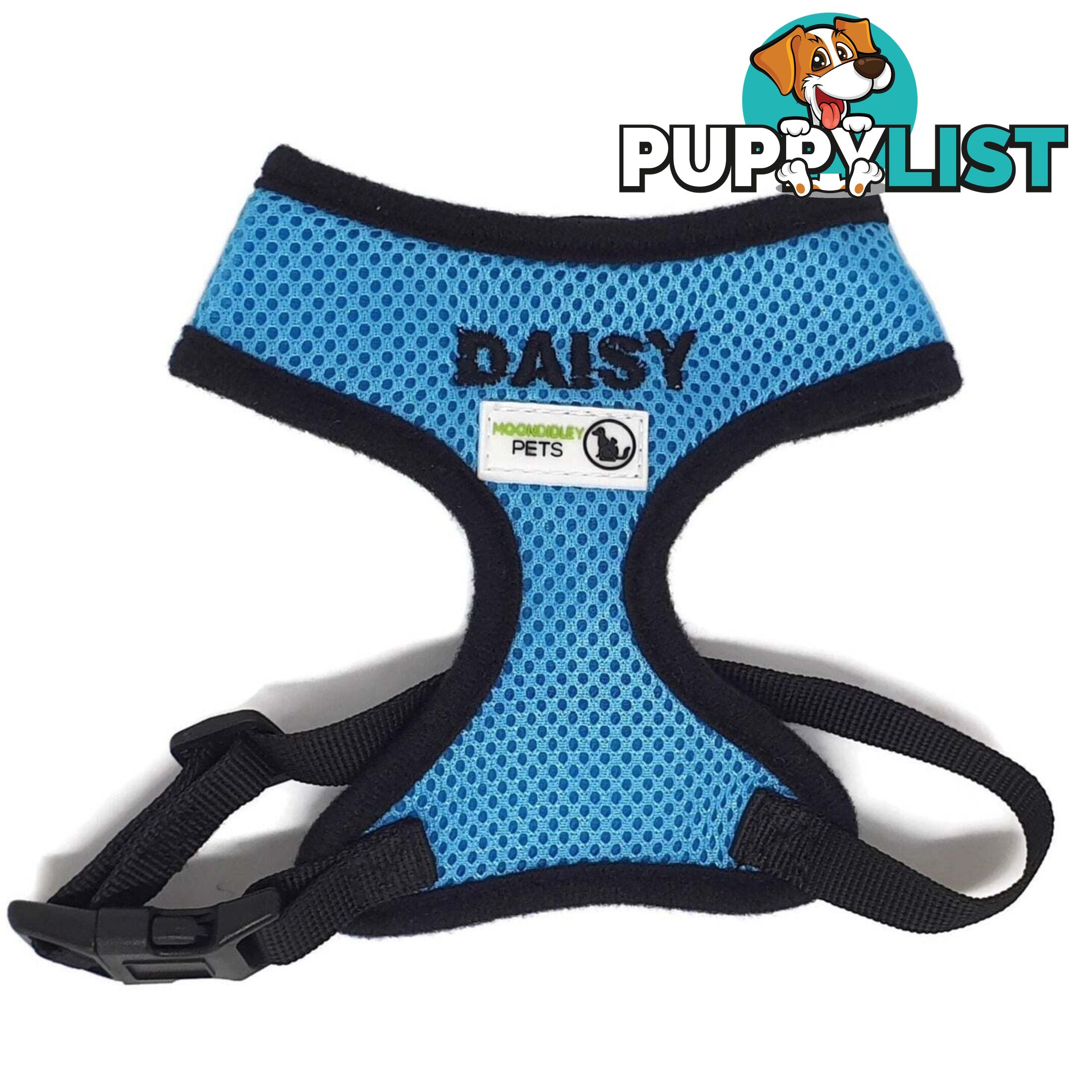 Doggie ID Harness Soft Air Mesh Personalised Embroidered - GC-HAR-ID-GRN-S