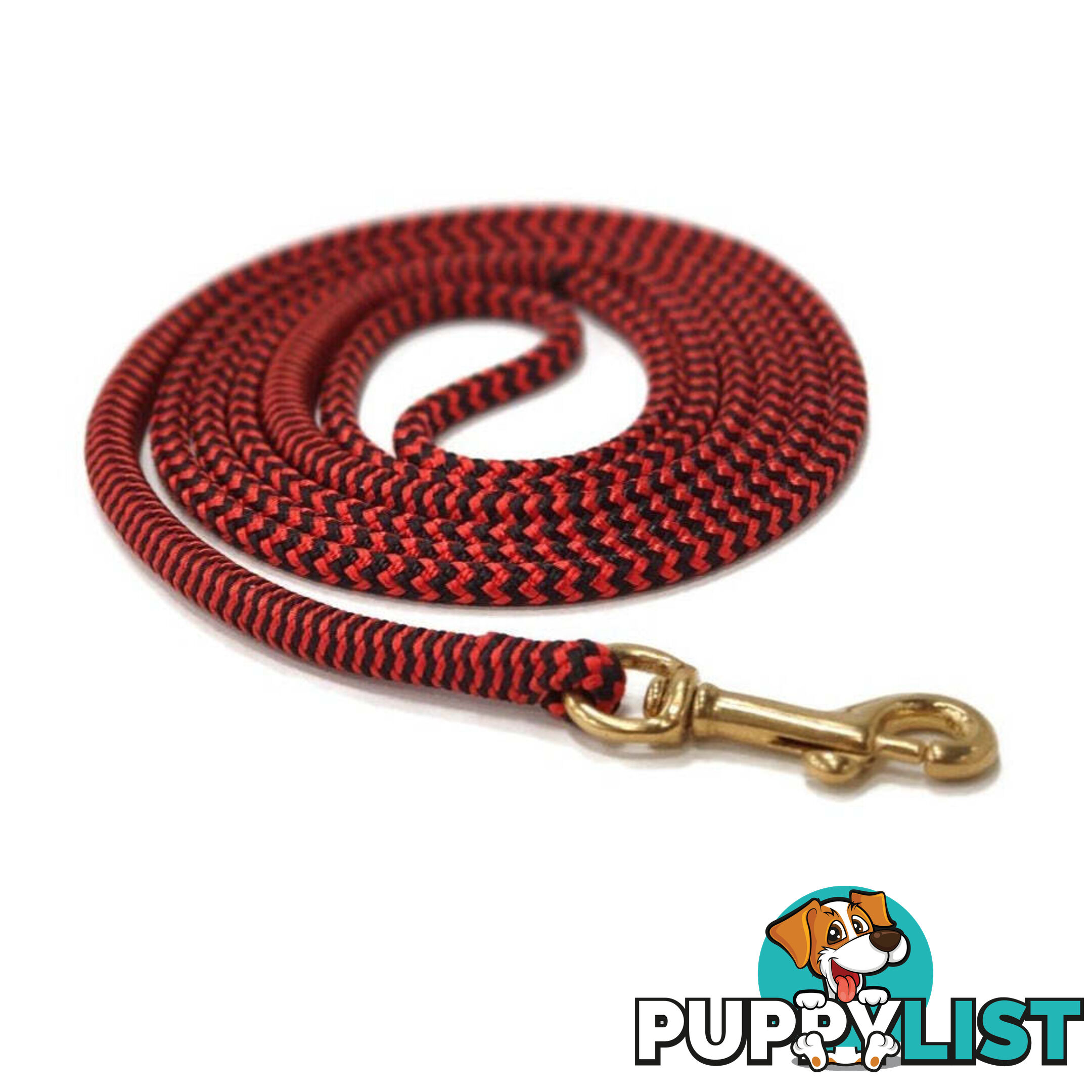 1.8m Long Lead 6mm Rope No Stitching - Yarnix - YNXLD6MM-BLK-RED