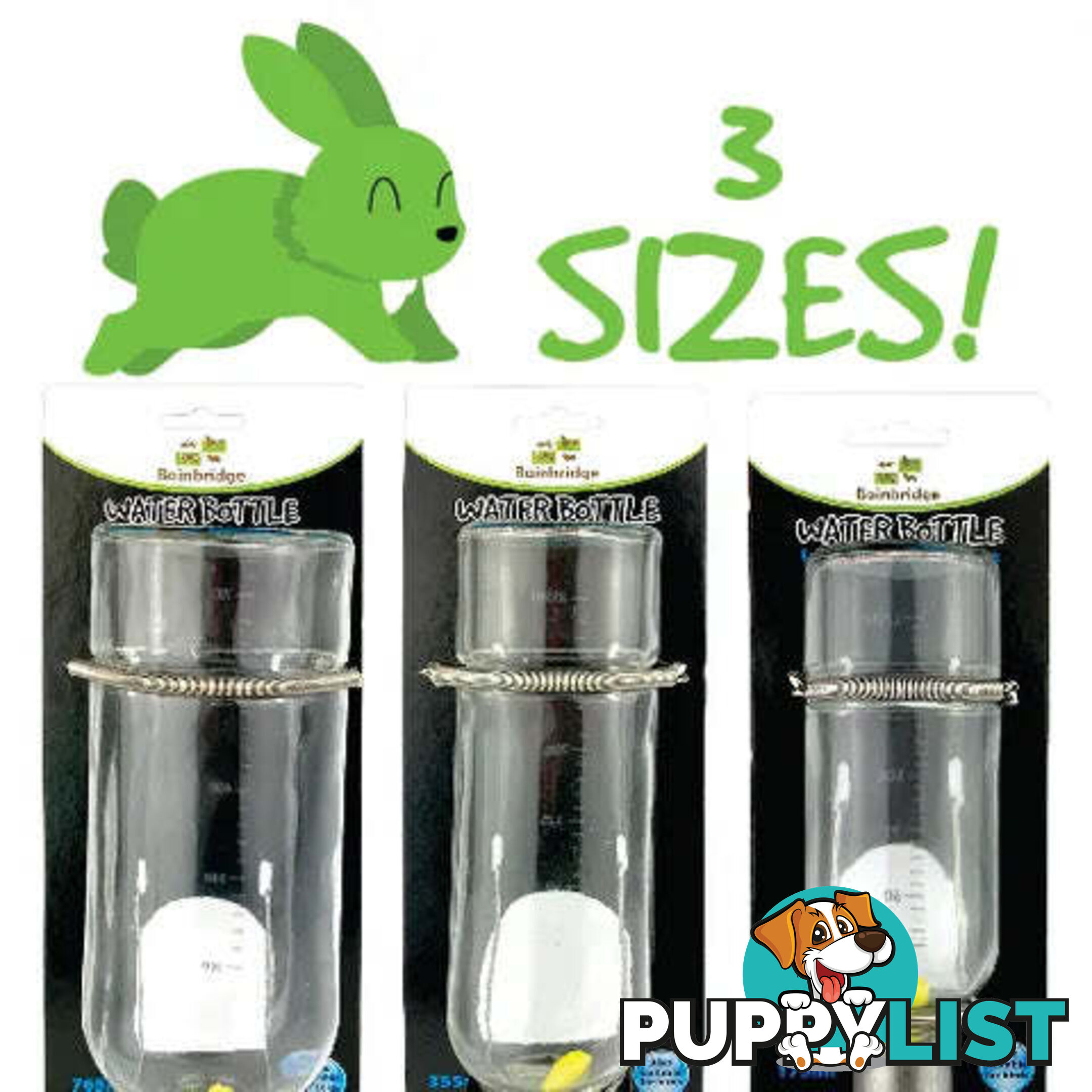 GLASS WATER BOTTLE RABBITS - BAINBRIDGE - BB-A8111
