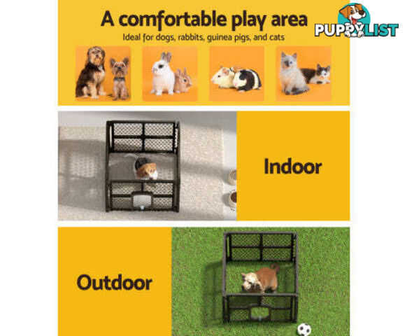 i.Pet Pet Dog Playpen Enclosure Panel Fence Puppy Cage Plastic Play Pen Foldable - PET-DOGPLAYPEN-PL-8-BR