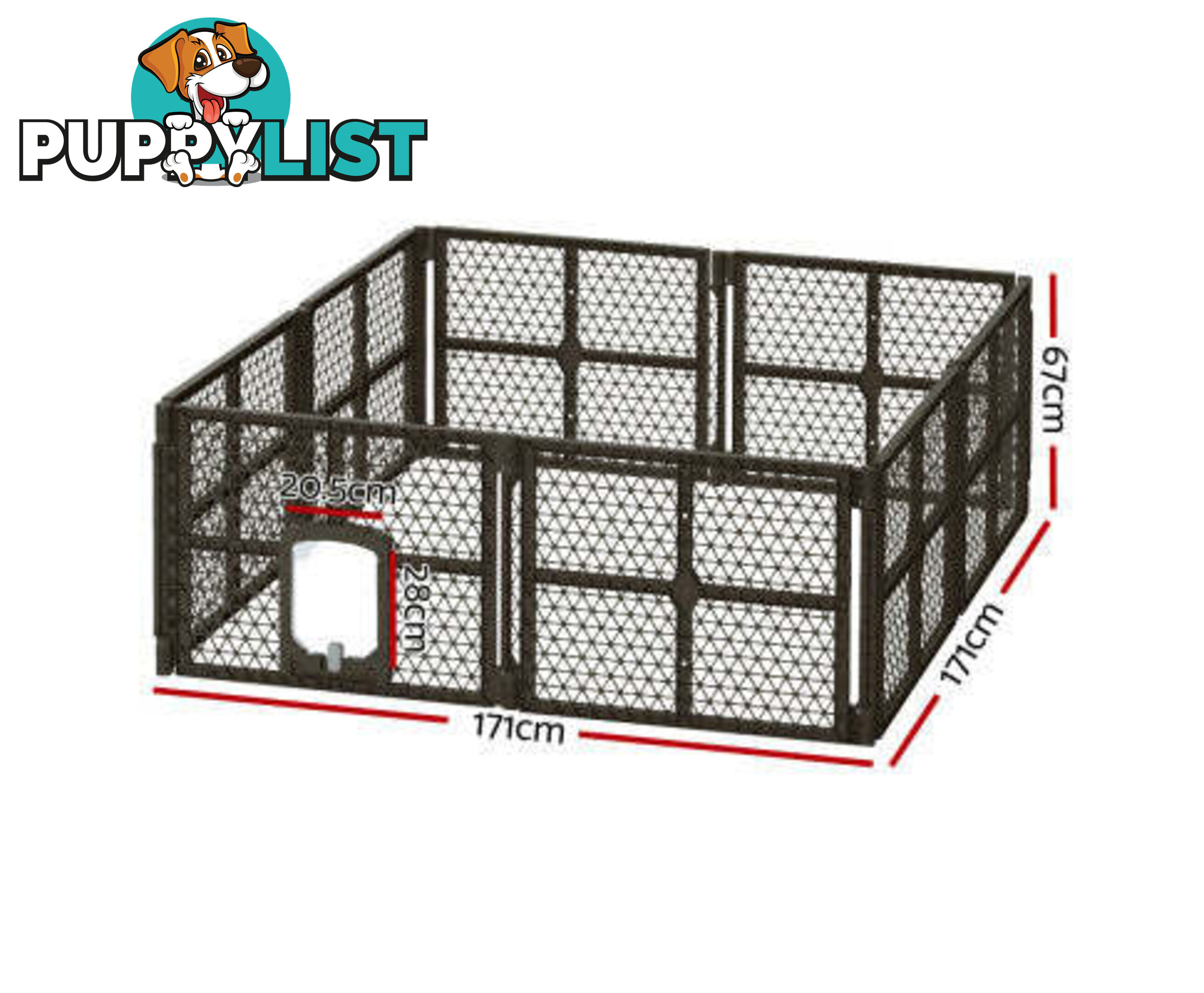 i.Pet Pet Dog Playpen Enclosure Panel Fence Puppy Cage Plastic Play Pen Foldable - PET-DOGPLAYPEN-PL-8-BR