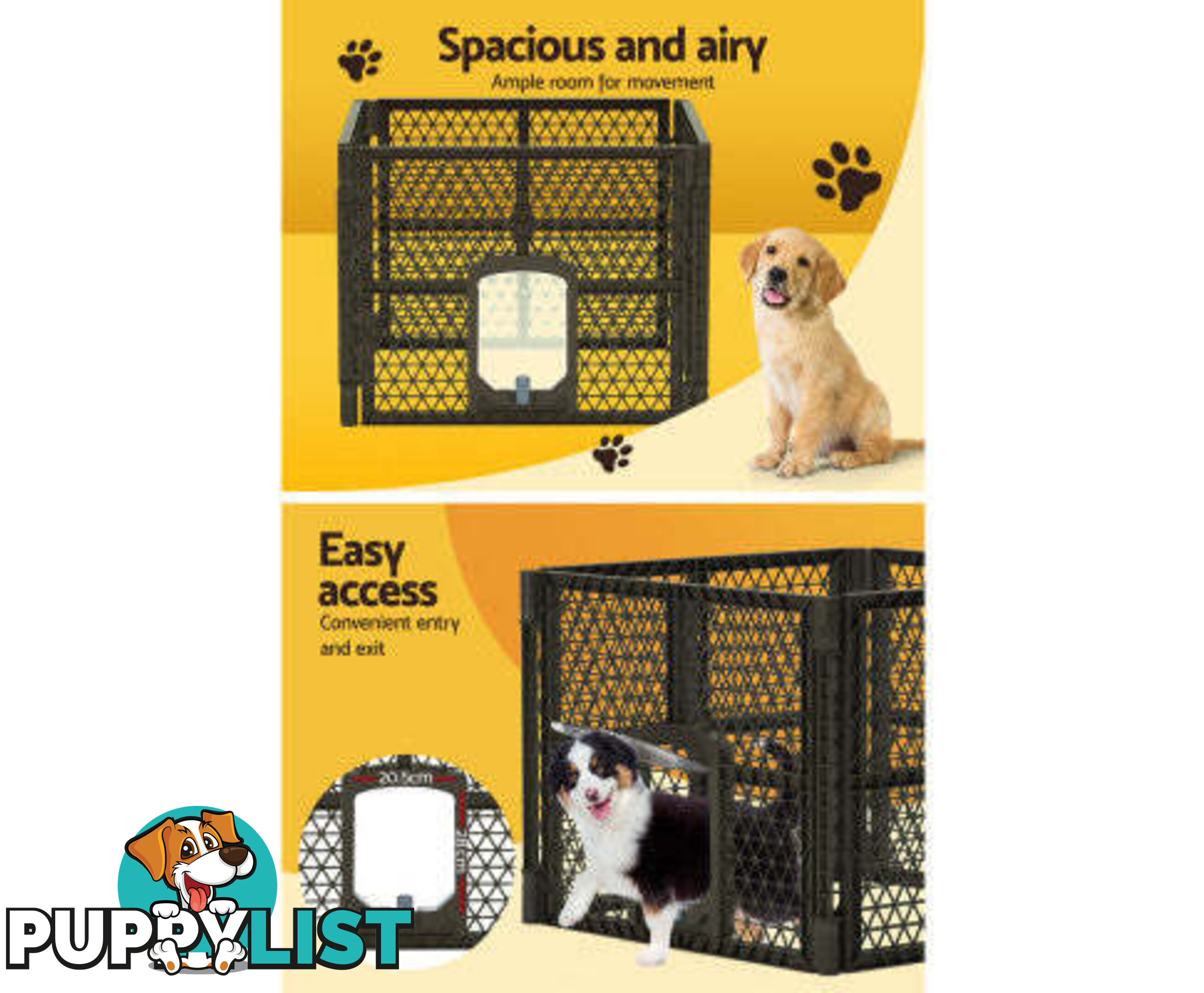 i.Pet Pet Dog Playpen Enclosure Panel Fence Puppy Cage Plastic Play Pen Foldable - PET-DOGPLAYPEN-PL-8-BR