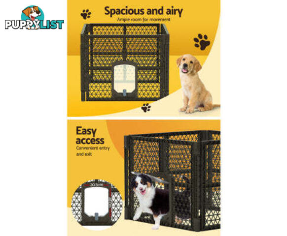 i.Pet Pet Dog Playpen Enclosure Panel Fence Puppy Cage Plastic Play Pen Foldable - PET-DOGPLAYPEN-PL-8-BR