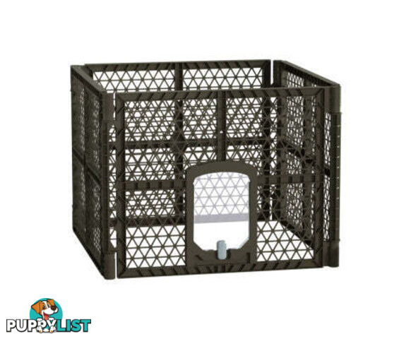 i.Pet Pet Dog Playpen Enclosure Panel Fence Puppy Cage Plastic Play Pen Foldable - PET-DOGPLAYPEN-PL-8-BR