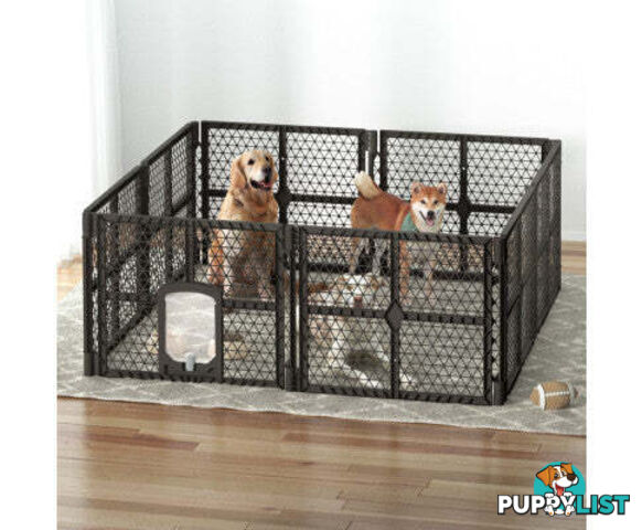 i.Pet Pet Dog Playpen Enclosure Panel Fence Puppy Cage Plastic Play Pen Foldable - PET-DOGPLAYPEN-PL-8-BR