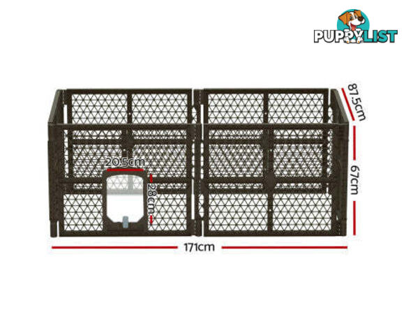 i.Pet Pet Dog Playpen Enclosure Panel Fence Puppy Cage Plastic Play Pen Foldable - PET-DOGPLAYPEN-PL-8-BR