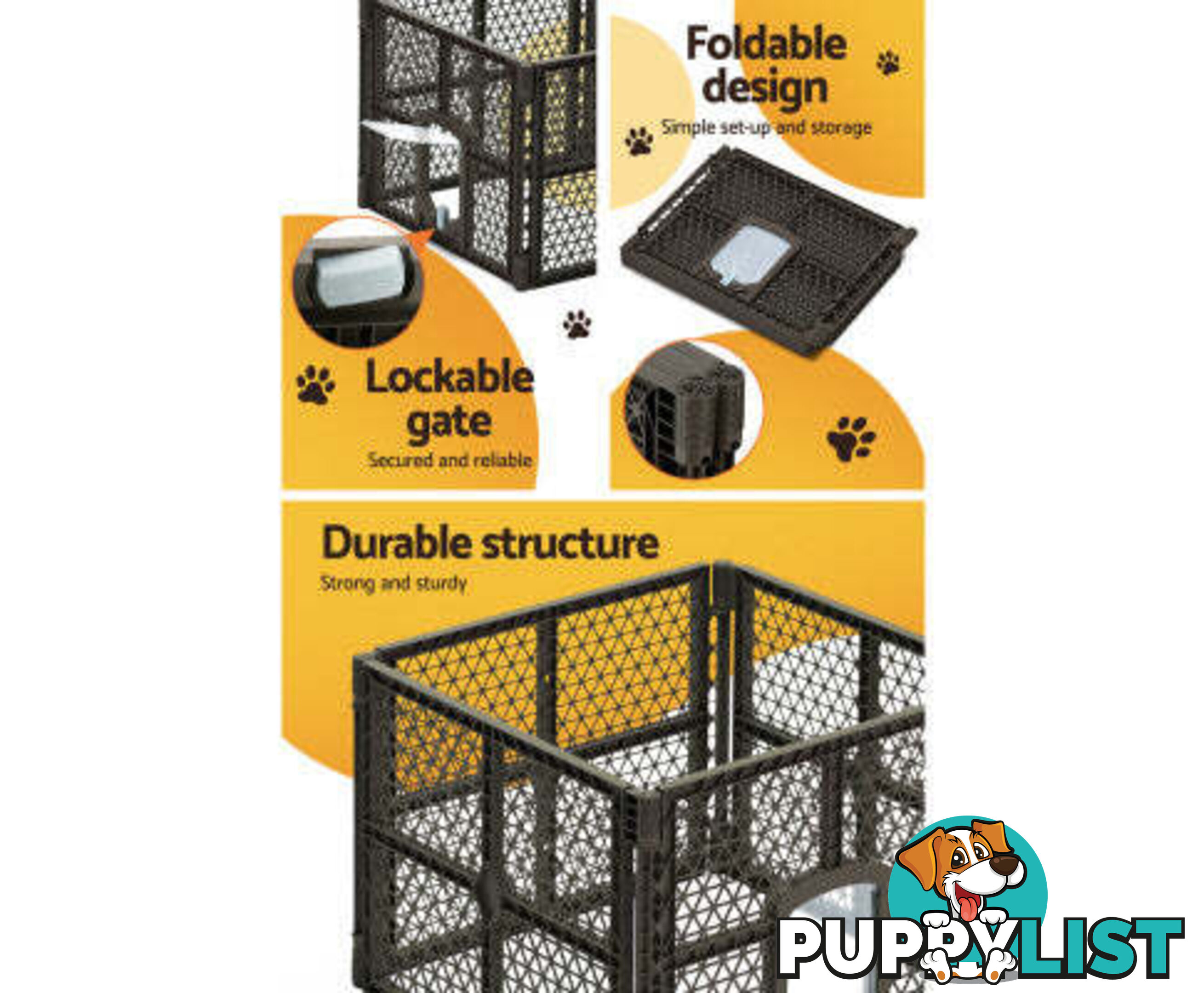 i.Pet Pet Dog Playpen Enclosure Panel Fence Puppy Cage Plastic Play Pen Foldable - PET-DOGPLAYPEN-PL-8-BR