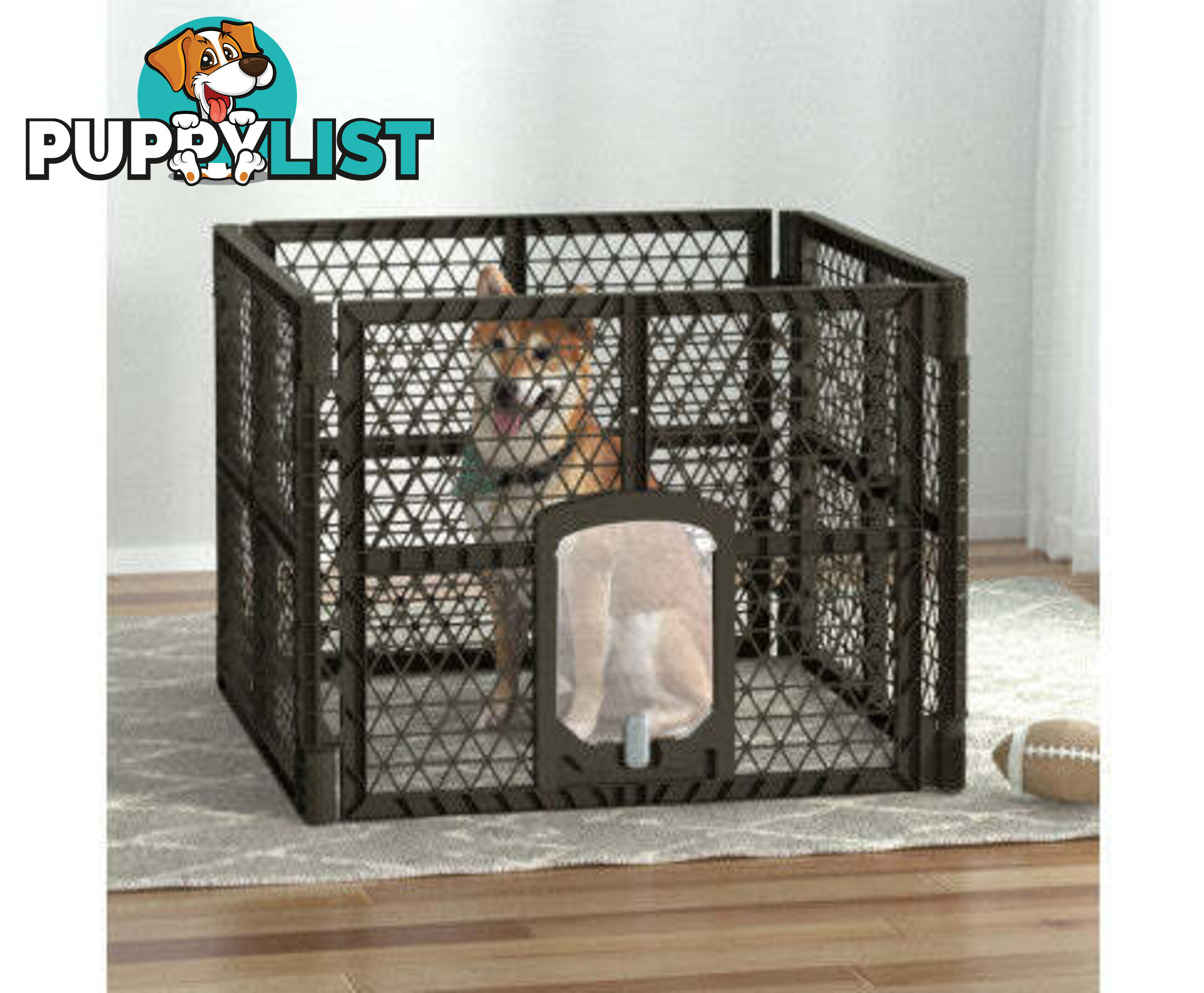 i.Pet Pet Dog Playpen Enclosure Panel Fence Puppy Cage Plastic Play Pen Foldable - PET-DOGPLAYPEN-PL-8-BR