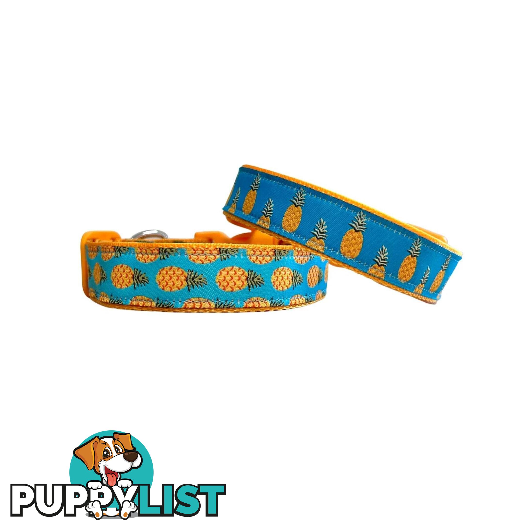 Pineapple Dog Collar - Hand Made by The Bark Side - TBSPIN2L