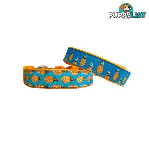 Pineapple Dog Collar - Hand Made by The Bark Side - TBSPIN2L