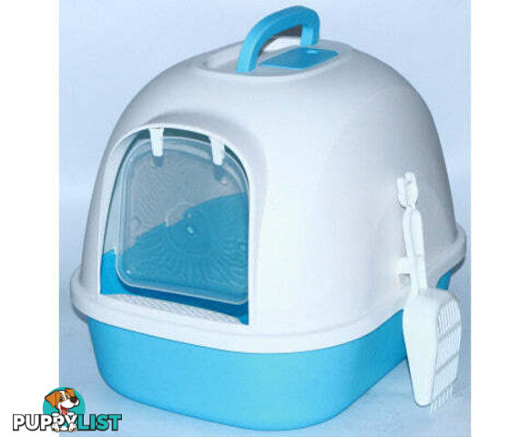 YES4PETS Portable Hooded Cat Litter Box/Tray with Handle and Scoop - V278-MSP-0009-BLUE