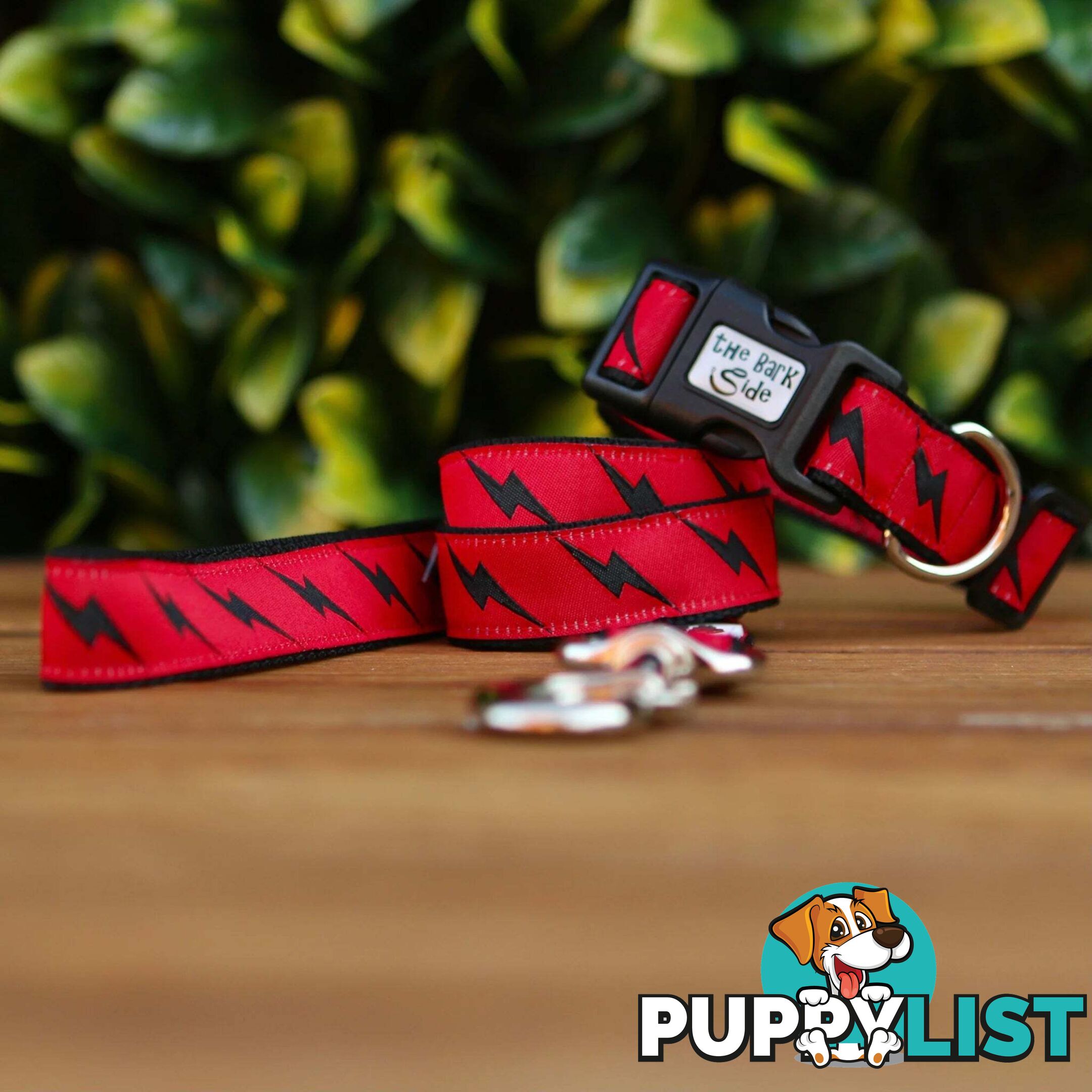 Lightning Bolt Dog Collar - Hand Made by The Bark Side - TBSLIGLBLK