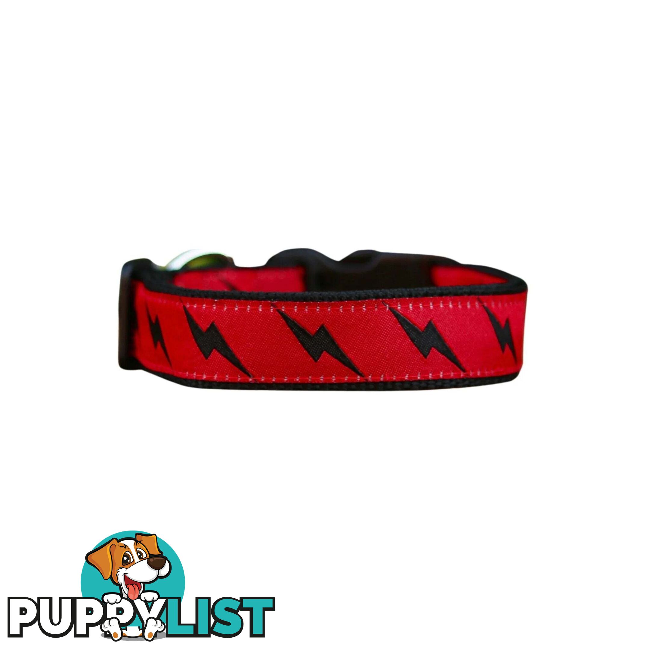 Lightning Bolt Dog Collar - Hand Made by The Bark Side - TBSLIGLBLK