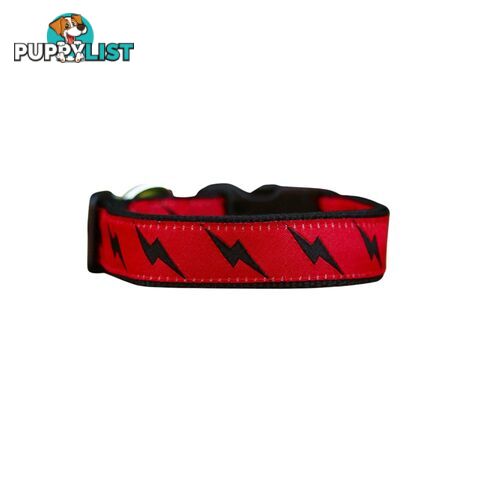 Lightning Bolt Dog Collar - Hand Made by The Bark Side - TBSLIGLBLK