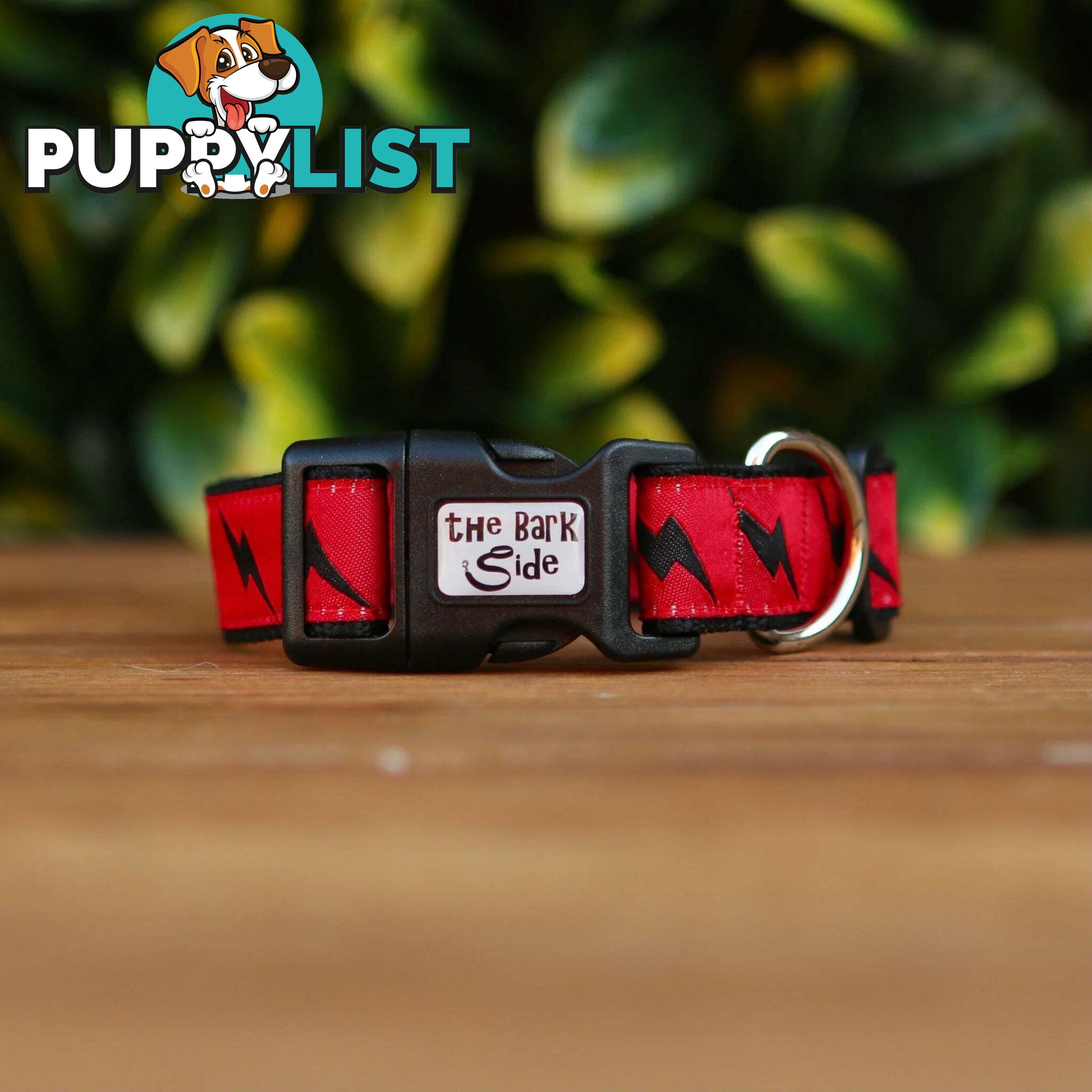 Lightning Bolt Dog Collar - Hand Made by The Bark Side - TBSLIGLBLK