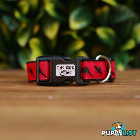 Lightning Bolt Dog Collar - Hand Made by The Bark Side - TBSLIGLBLK