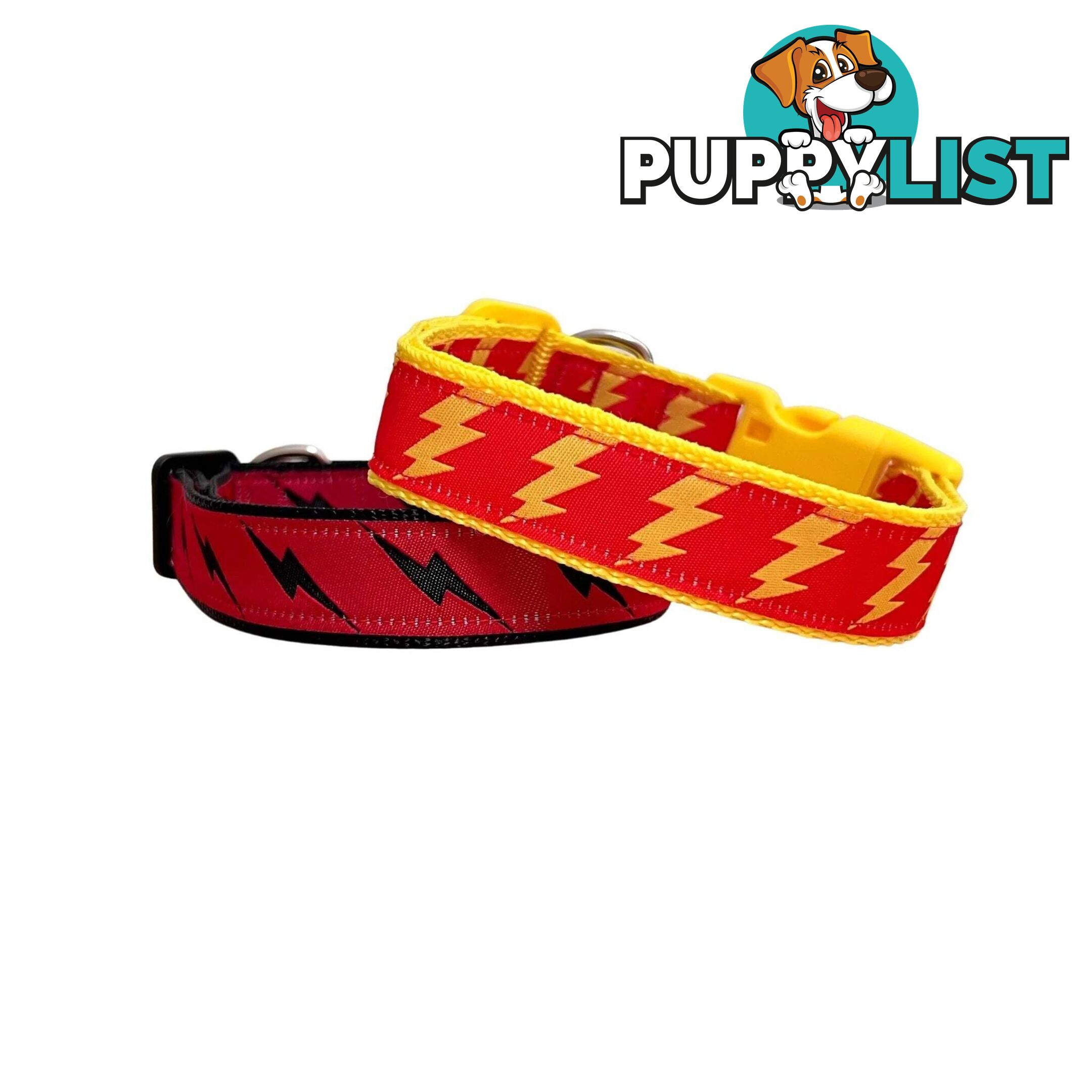 Lightning Bolt Dog Collar - Hand Made by The Bark Side - TBSLIGLBLK