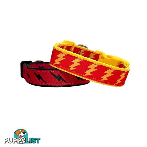 Lightning Bolt Dog Collar - Hand Made by The Bark Side - TBSLIGLBLK