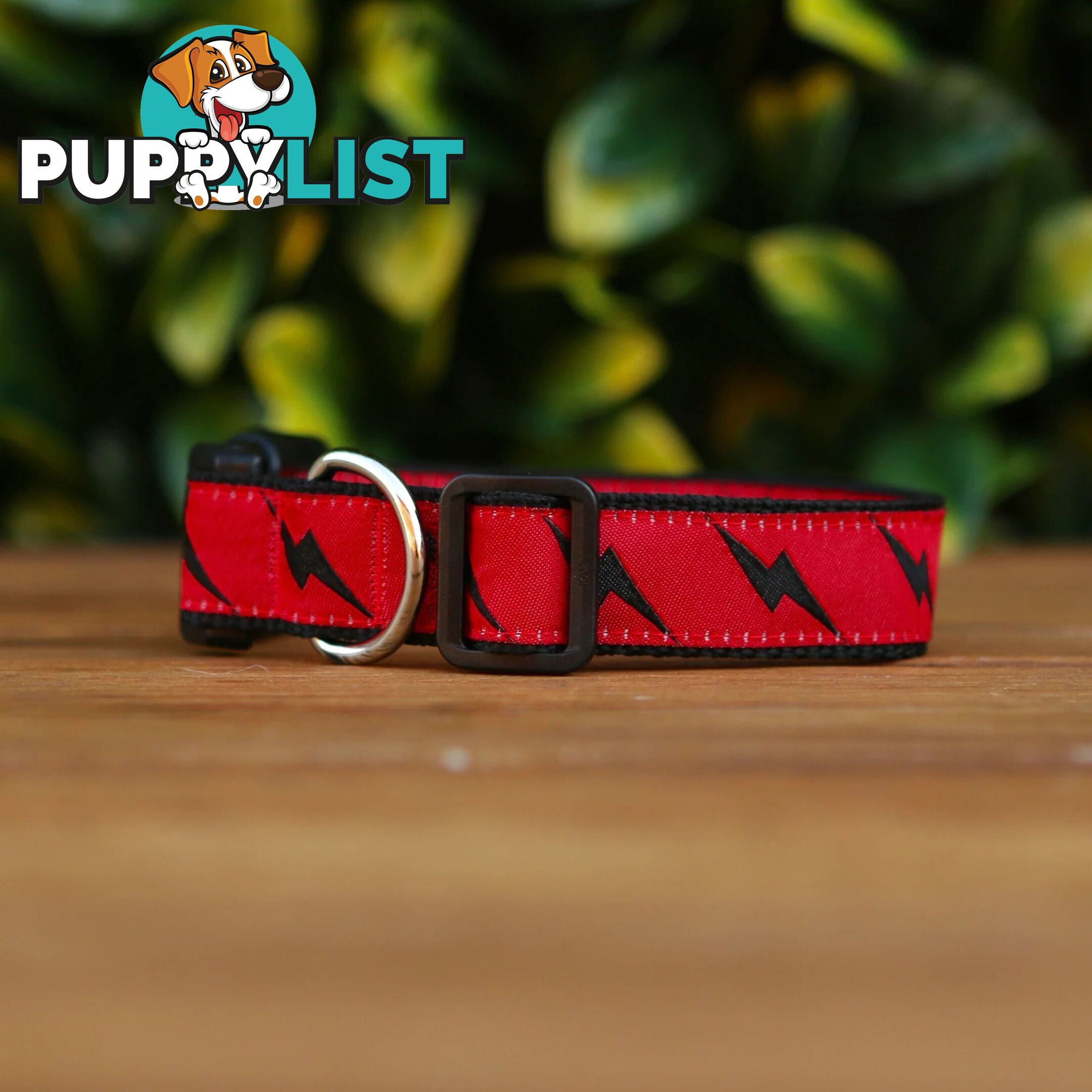 Lightning Bolt Dog Collar - Hand Made by The Bark Side - TBSLIGLBLK