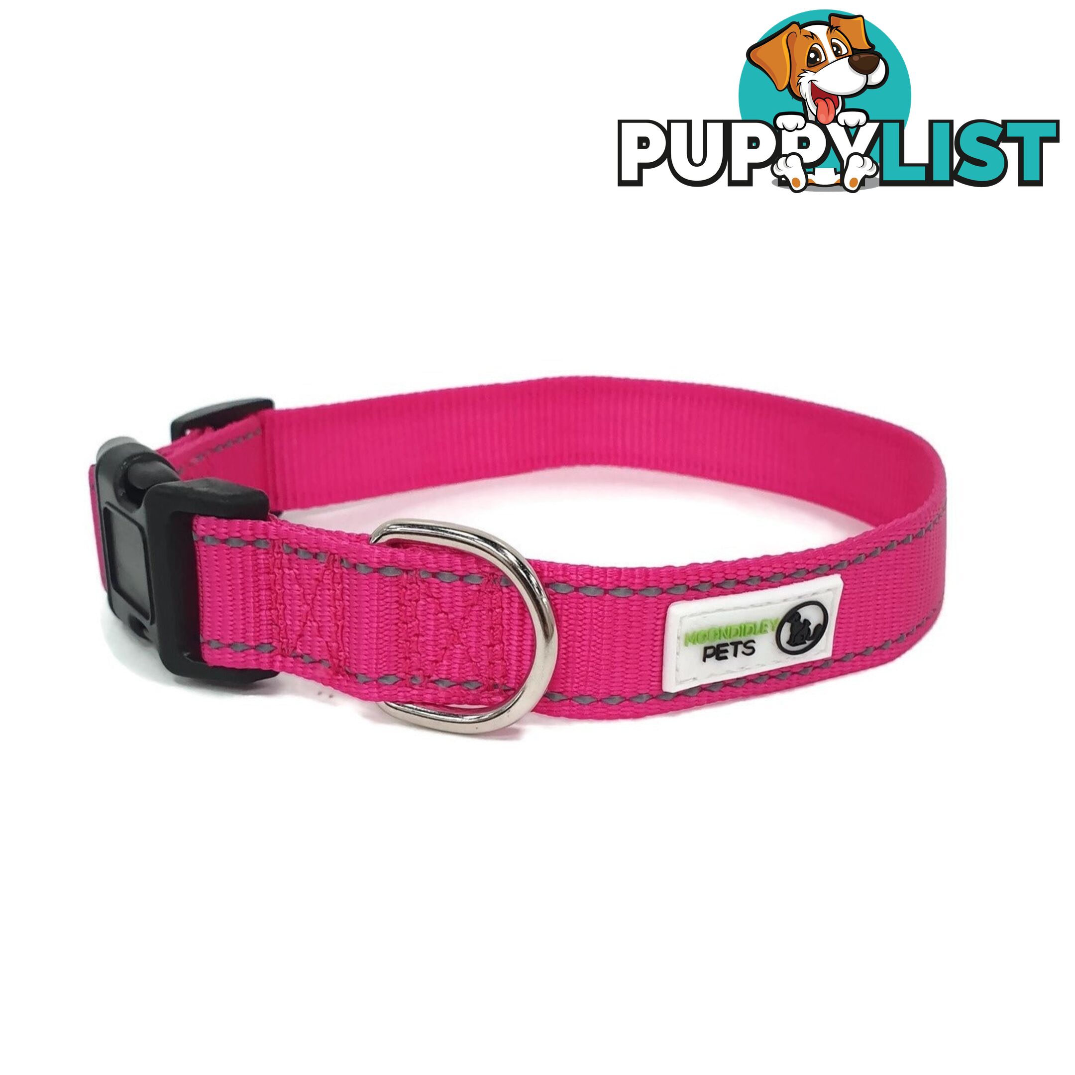 Nylon w/Reflective Stitching Dog Collar - Moondidley Pets - MDPCOLREFMTUR