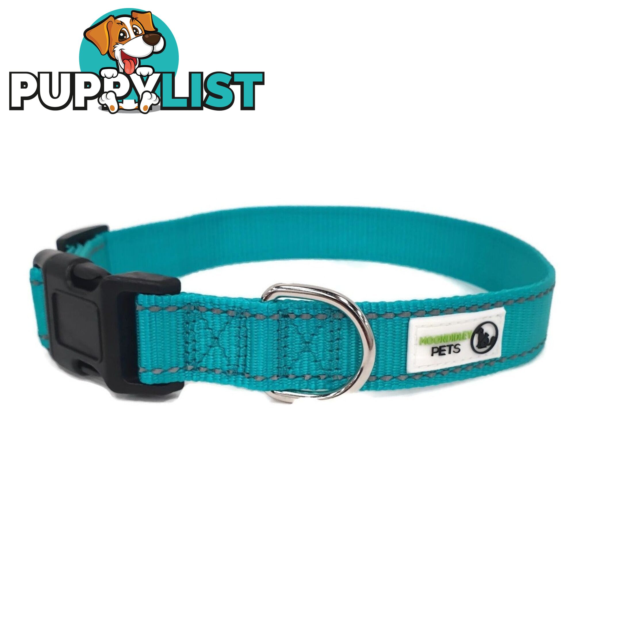 Nylon w/Reflective Stitching Dog Collar - Moondidley Pets - MDPCOLREFMTUR