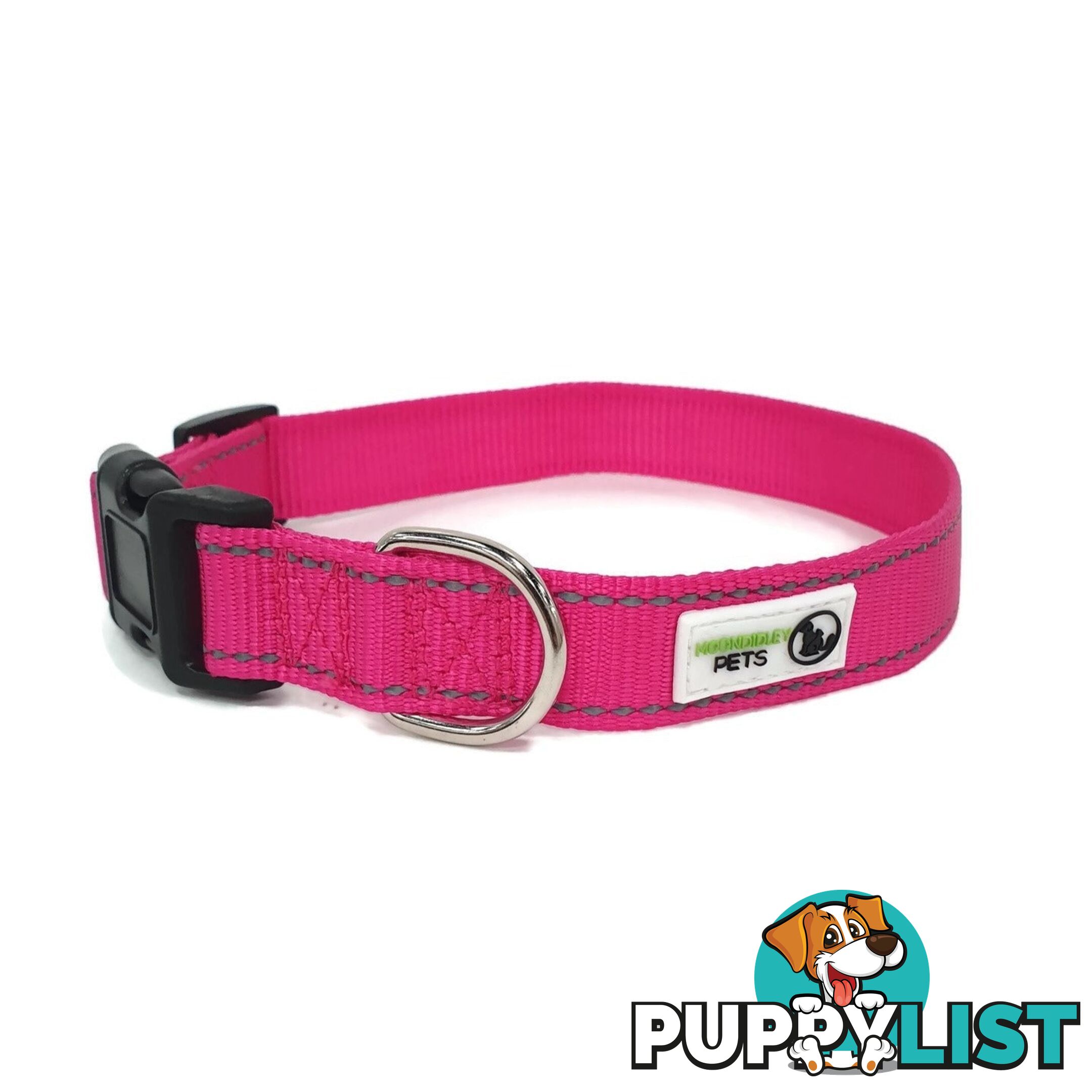 Nylon w/Reflective Stitching Dog Collar - Moondidley Pets - MDPCOLREFSTUR