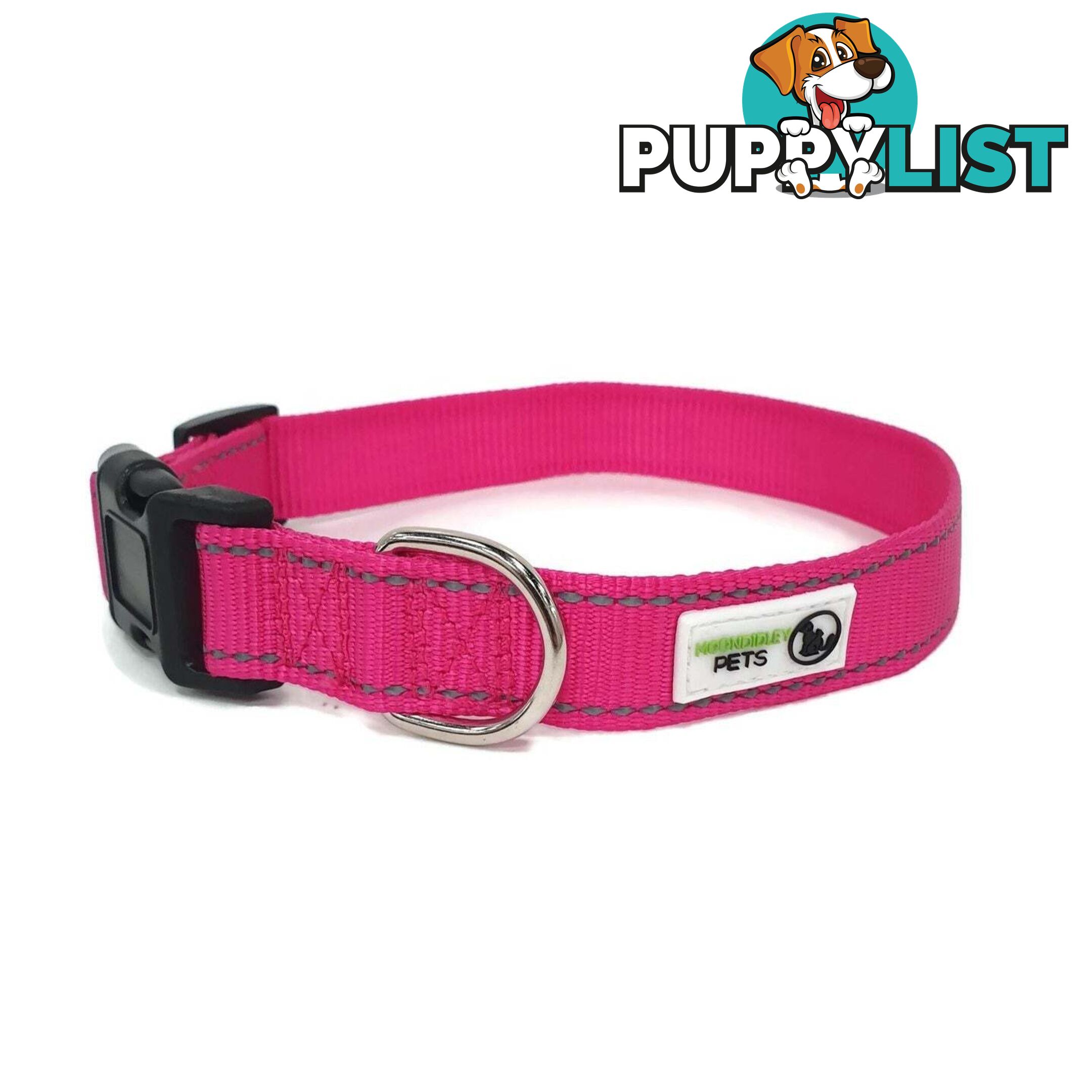 Nylon w/Reflective Stitching Dog Collar - Moondidley Pets - MDPCOLREFSTUR