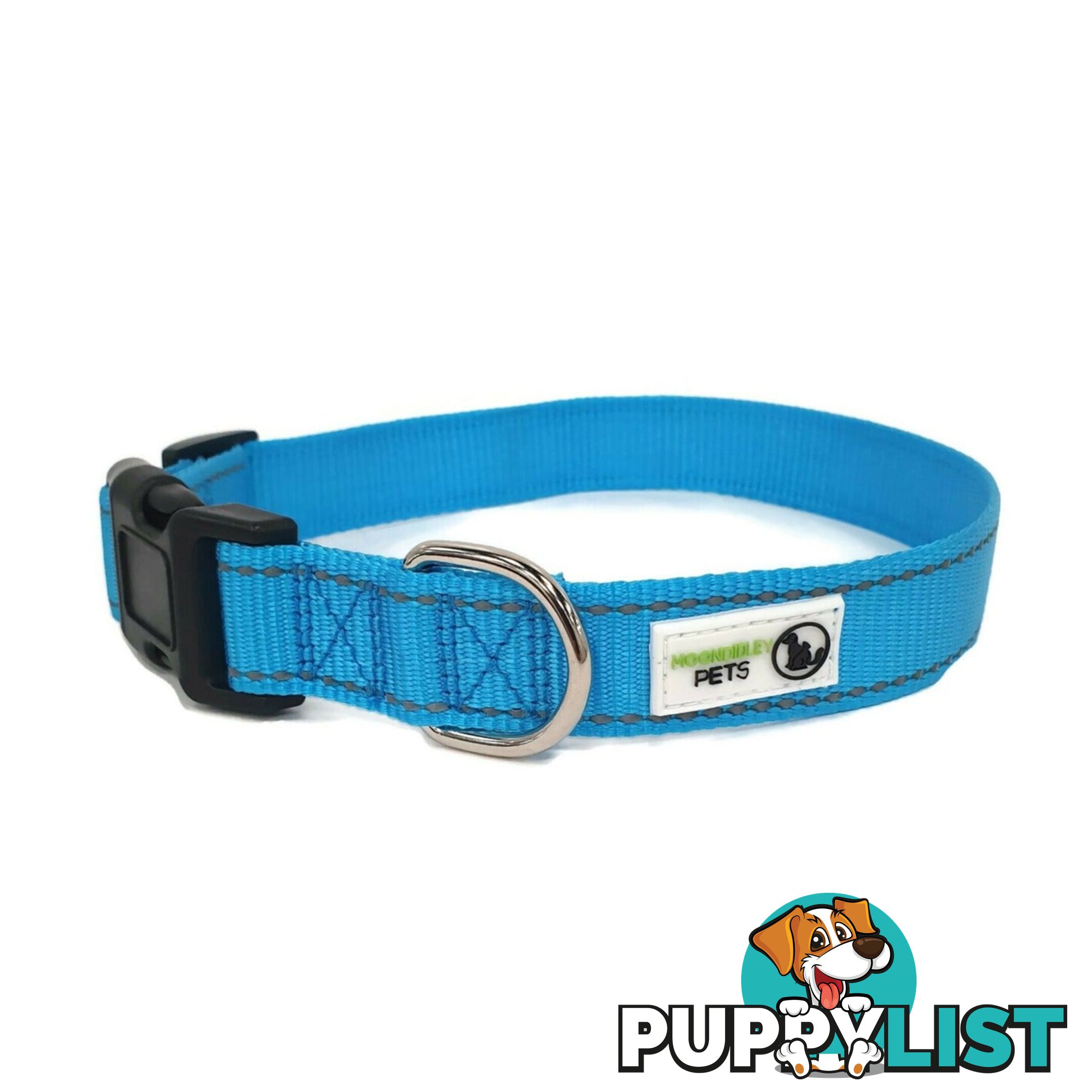 Nylon w/Reflective Stitching Dog Collar - Moondidley Pets - MDPCOLREFSTUR