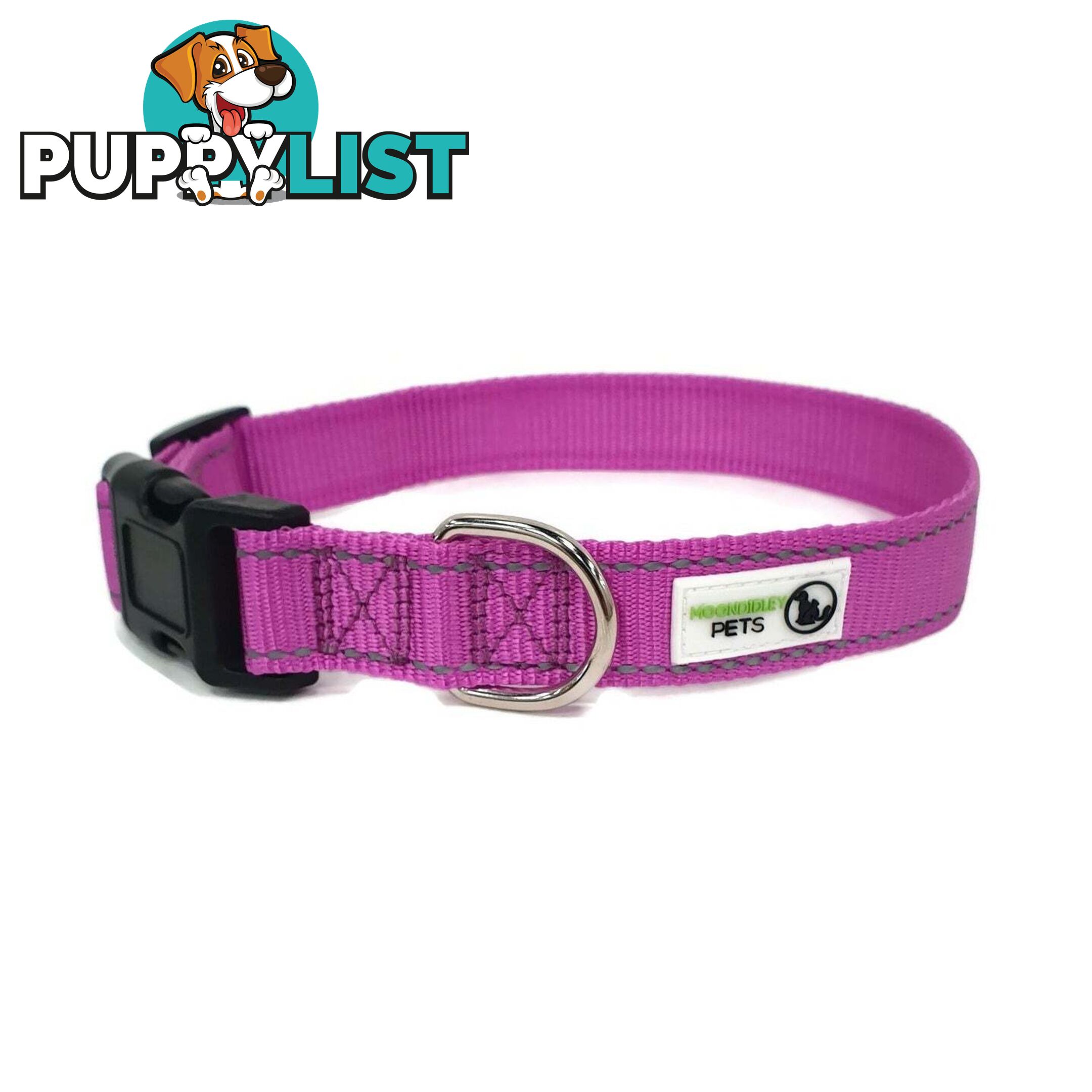 Nylon w/Reflective Stitching Dog Collar - Moondidley Pets - MDPCOLREFSTUR