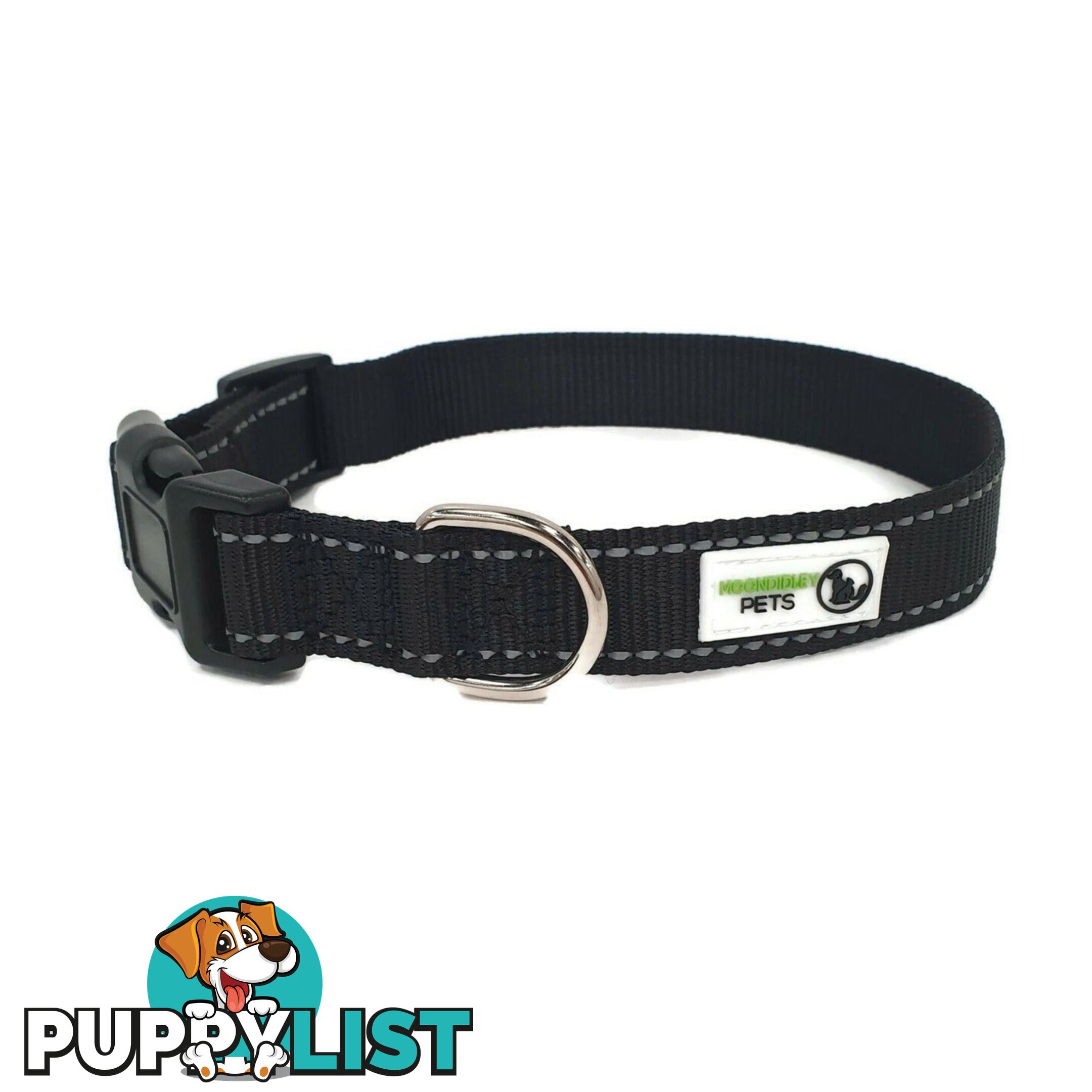 Nylon w/Reflective Stitching Dog Collar - Moondidley Pets - MDPCOLREFSTUR