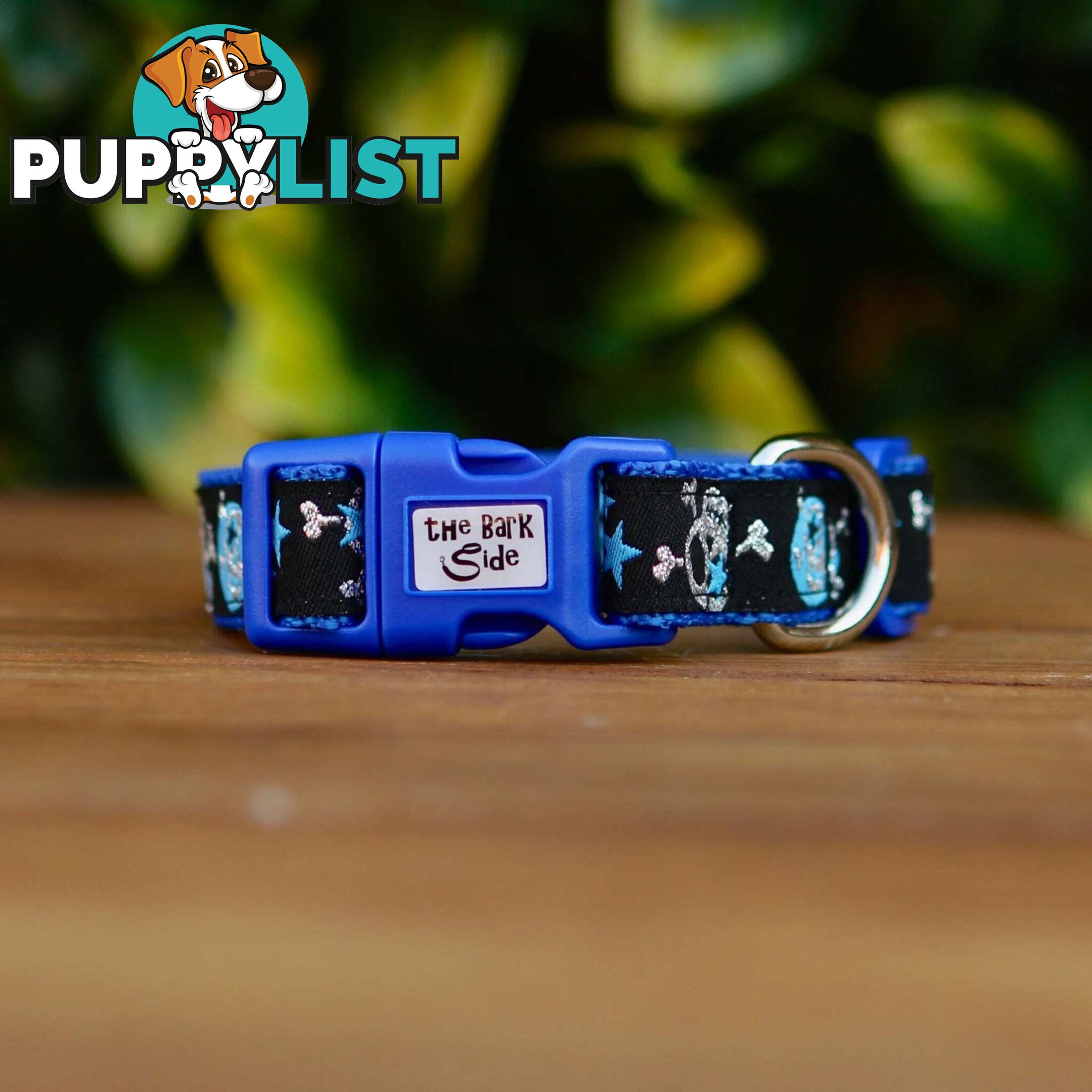 Skulls & Stars Dog Collar - Hand Made by The Bark Side - TBSSKUMEDPNK
