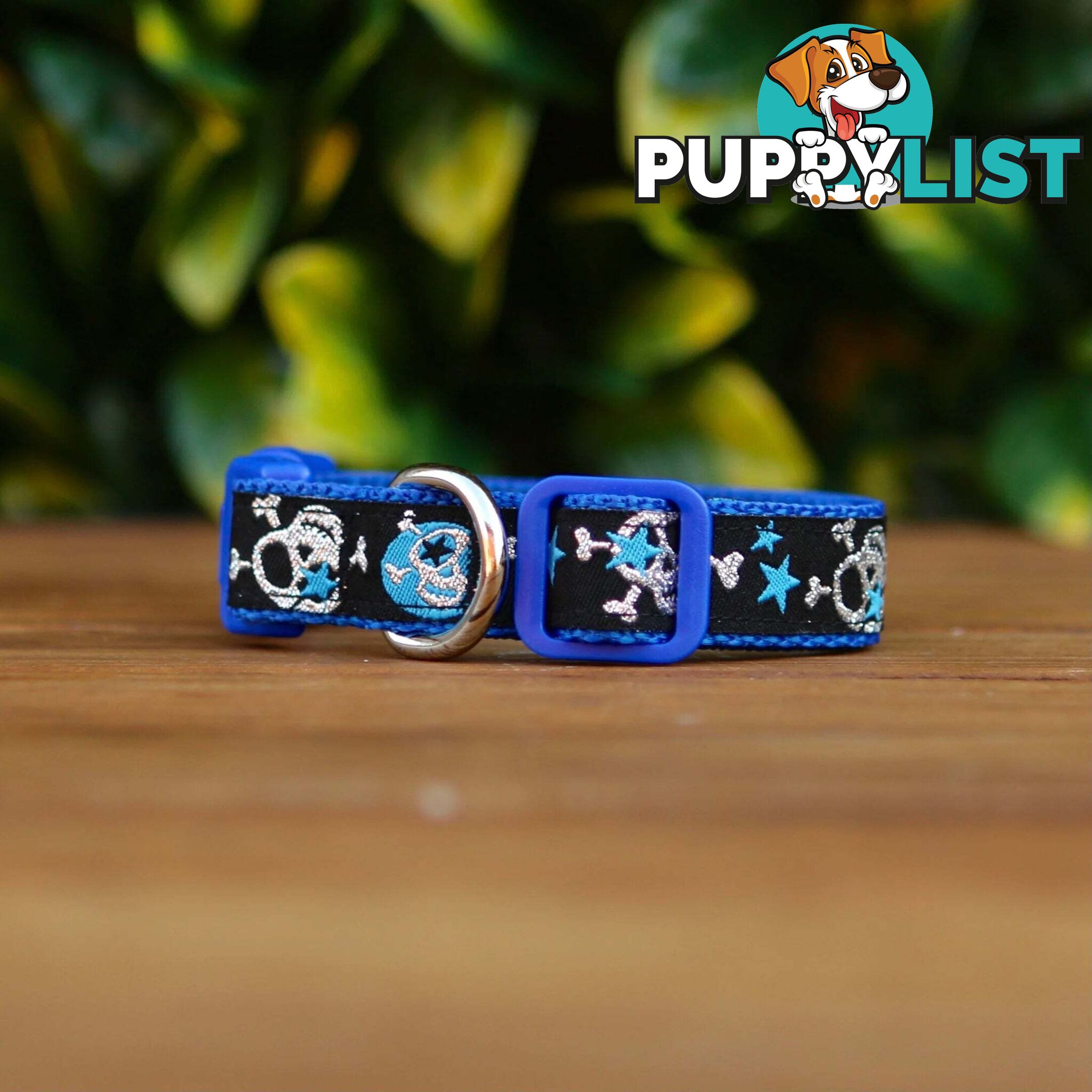 Skulls & Stars Dog Collar - Hand Made by The Bark Side - TBSSKUMEDPNK