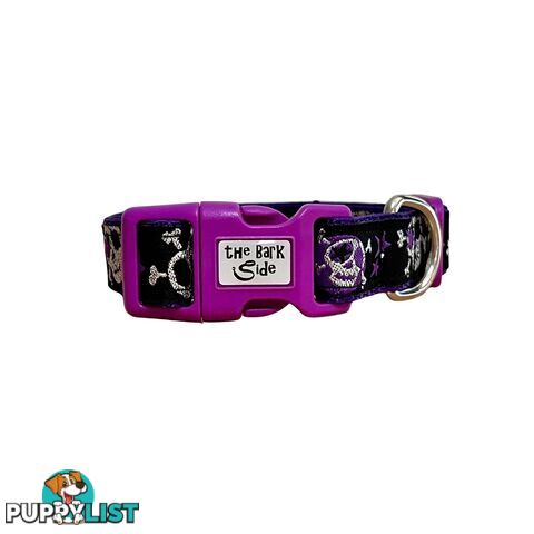 Skulls & Stars Dog Collar - Hand Made by The Bark Side - TBSSKUMEDPNK