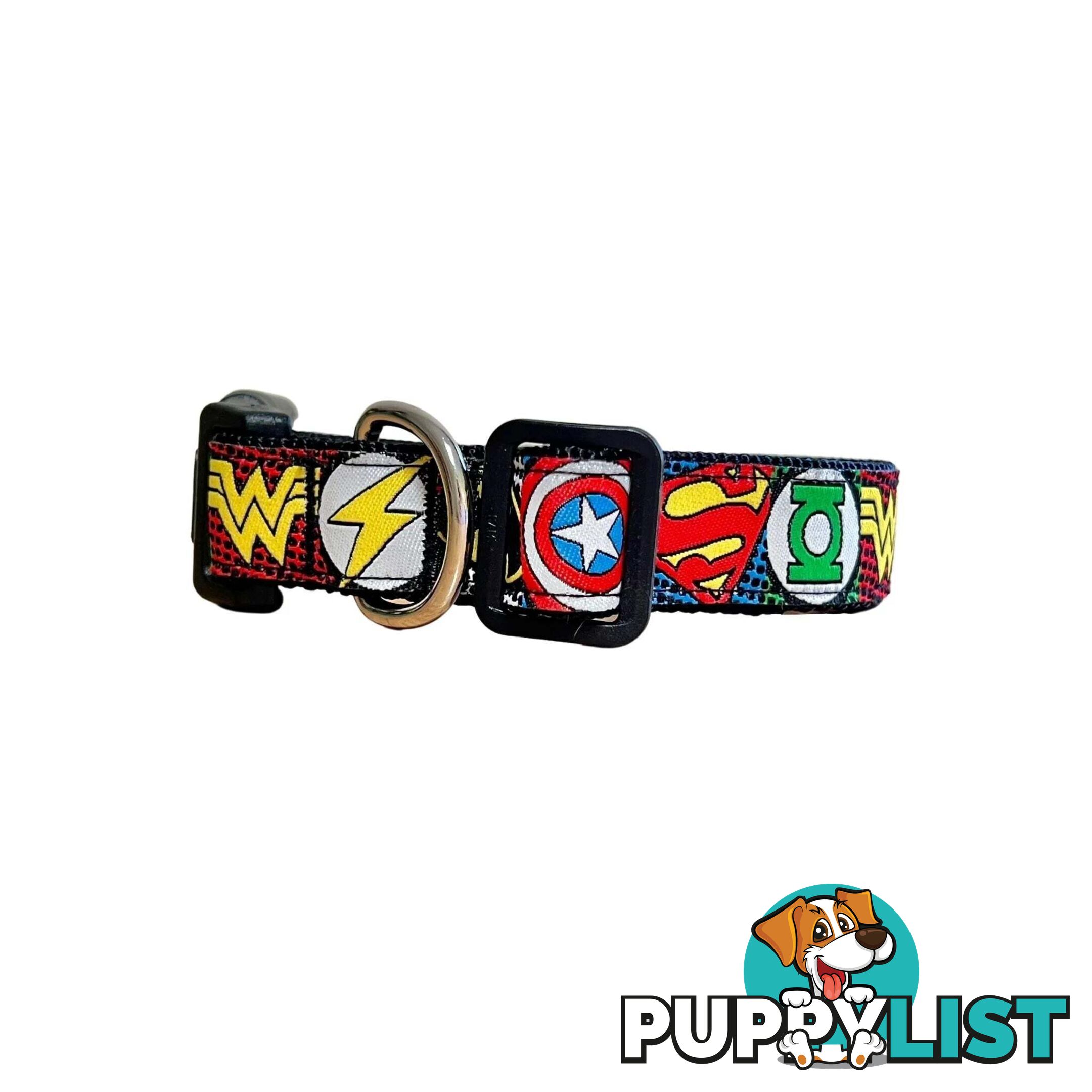 Superhero Dog Collar - Hand Made by The Bark Side - TBSHEROMEDBLU