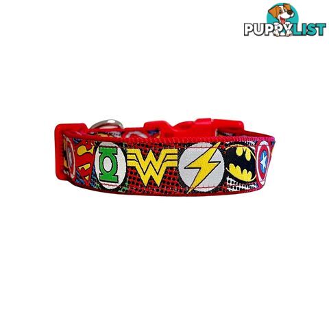 Superhero Dog Collar - Hand Made by The Bark Side - TBSHEROMEDBLU