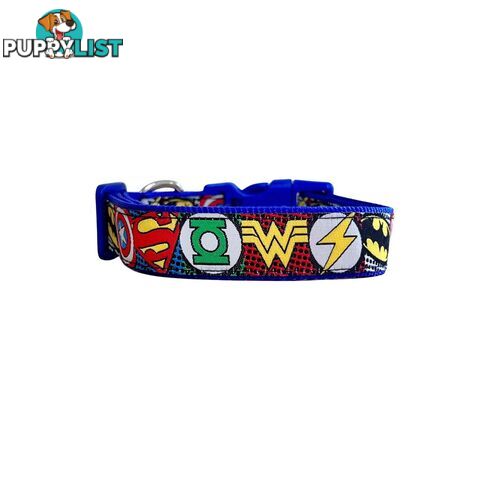 Superhero Dog Collar - Hand Made by The Bark Side - TBSHEROMEDBLU
