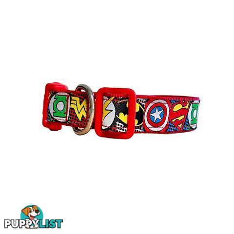 Superhero Dog Collar - Hand Made by The Bark Side - TBSHEROMEDBLU