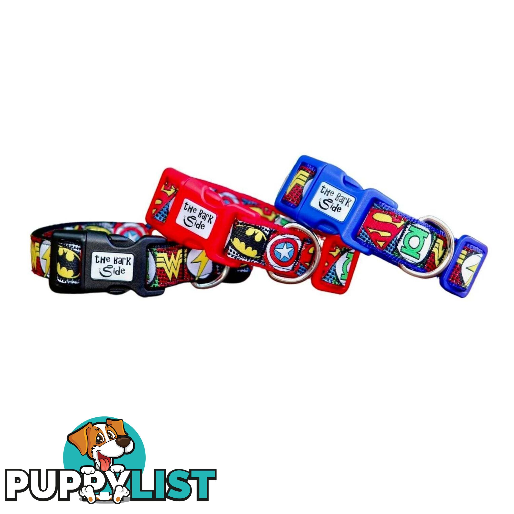 Superhero Dog Collar - Hand Made by The Bark Side - TBSHEROMEDBLU