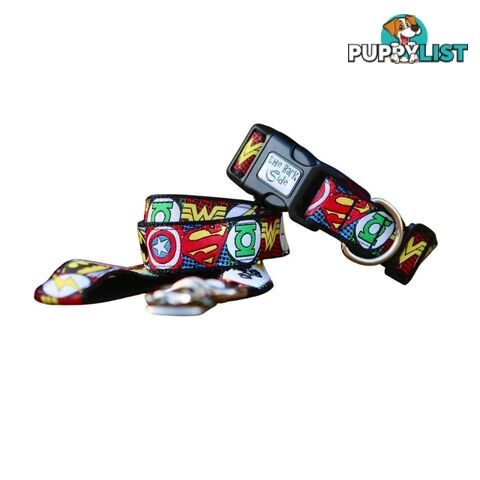 Superhero Dog Collar - Hand Made by The Bark Side - TBSHEROMEDBLU