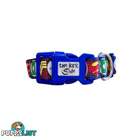 Superhero Dog Collar - Hand Made by The Bark Side - TBSHEROMEDBLU
