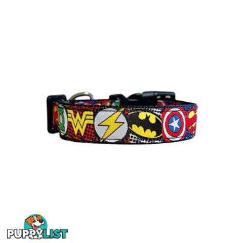 Superhero Dog Collar - Hand Made by The Bark Side - TBSHEROMEDBLU