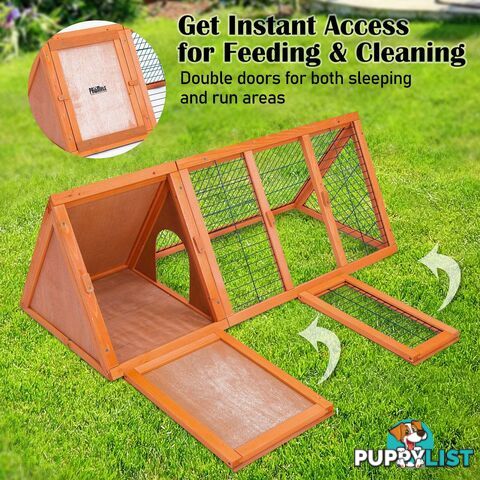 Rabbit Hutch Chicken Coop 118 x 50 x 45cm Triangle Cage Run Ester - V274-PET-RH1480S