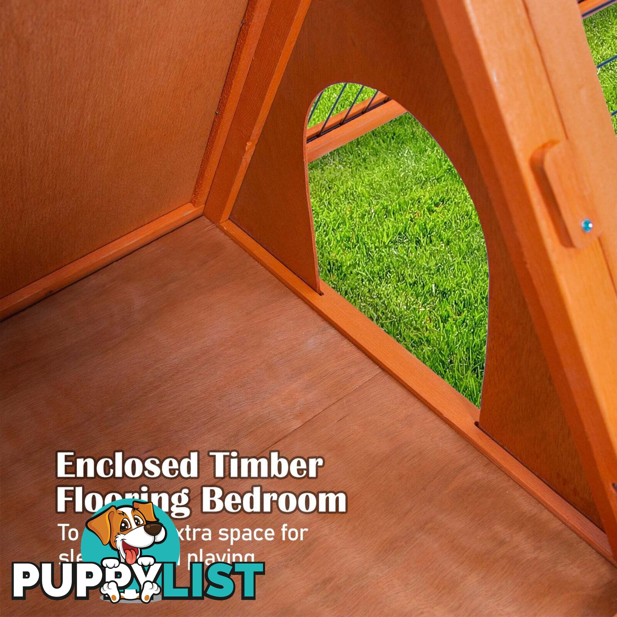 Rabbit Hutch Chicken Coop 118 x 50 x 45cm Triangle Cage Run Ester - V274-PET-RH1480S